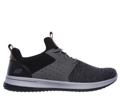 Skechers férfi Delson - Camben Shoes cm FEKETE / SZÜRKE, Méret 45.5, Vegan akció