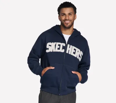 Skechers férfi Max Soft Full Zip kapucnis pulóver cm SÖTÉTKÉK, Méret Kicsi akció